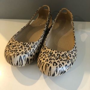 Crocs Leopard Print Ballet Flats Size 6